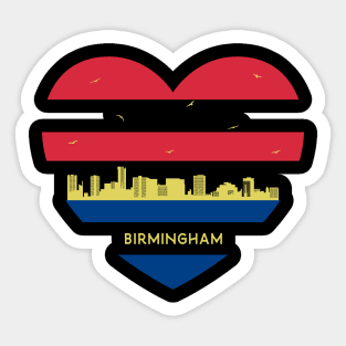 England Skyline cityscape Heart Birds Flying Birmingham Sticker